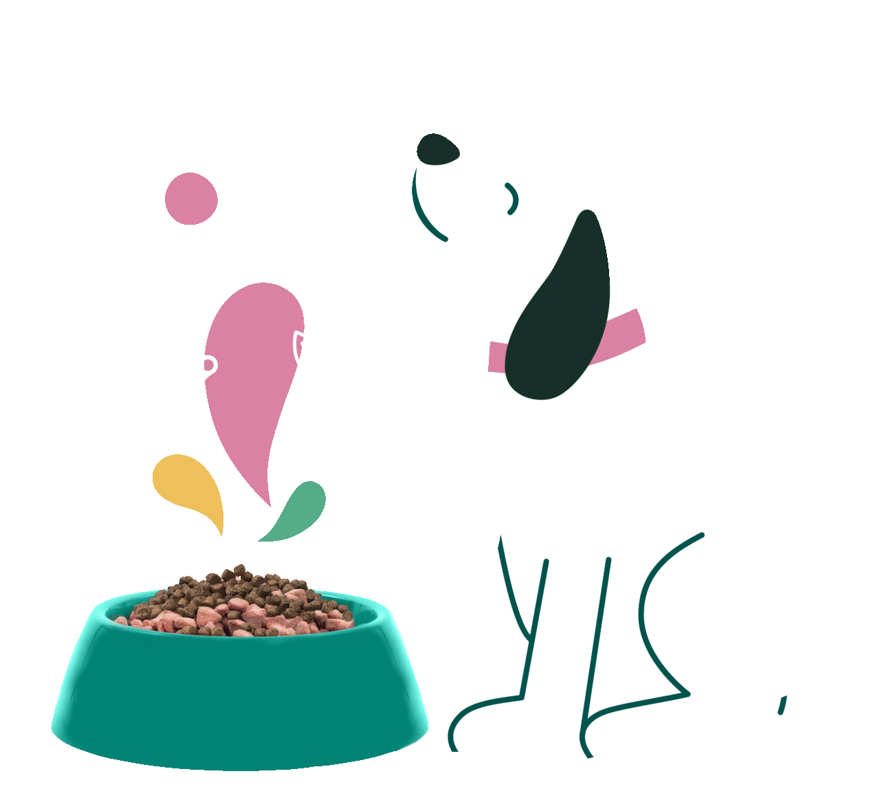 animated happy go healthy dog and supplement